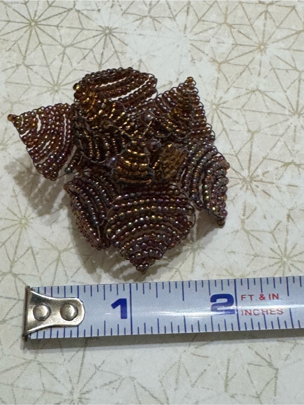 LEE ANGEL BEADED FLOWER PIN BROOCH - Picture 3 of 7